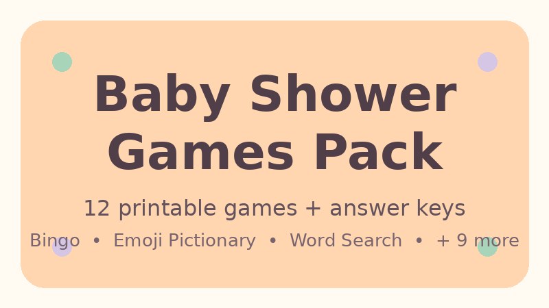 Baby Shower Games Pack: 12 Printable Games cover