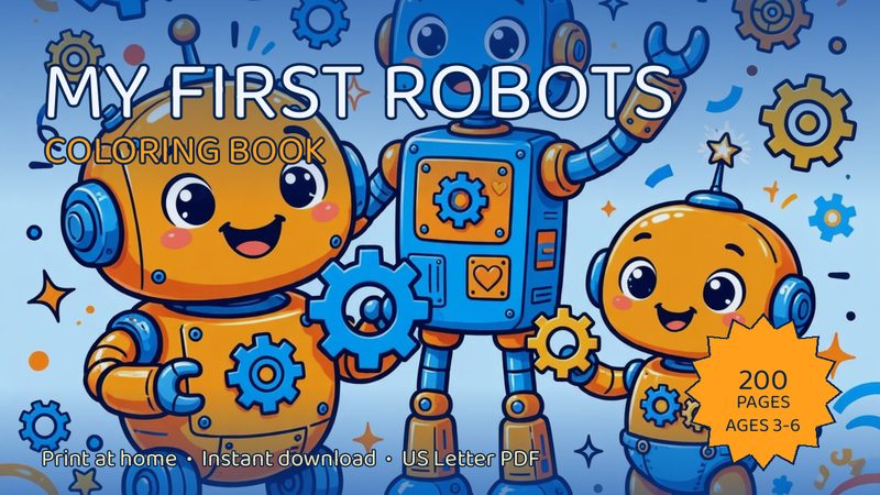 My First Robots: Coloring Book cover